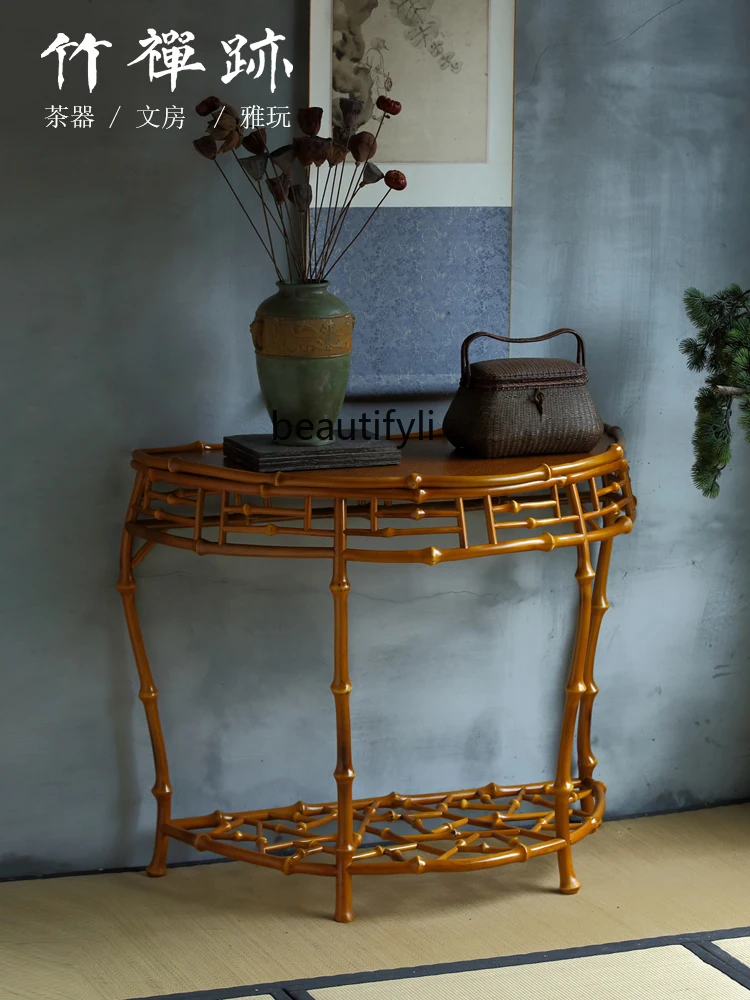 Xuan Guan Tai, half table Ming-style fan   against the wall, half round   side bonsai rack four-corner half table