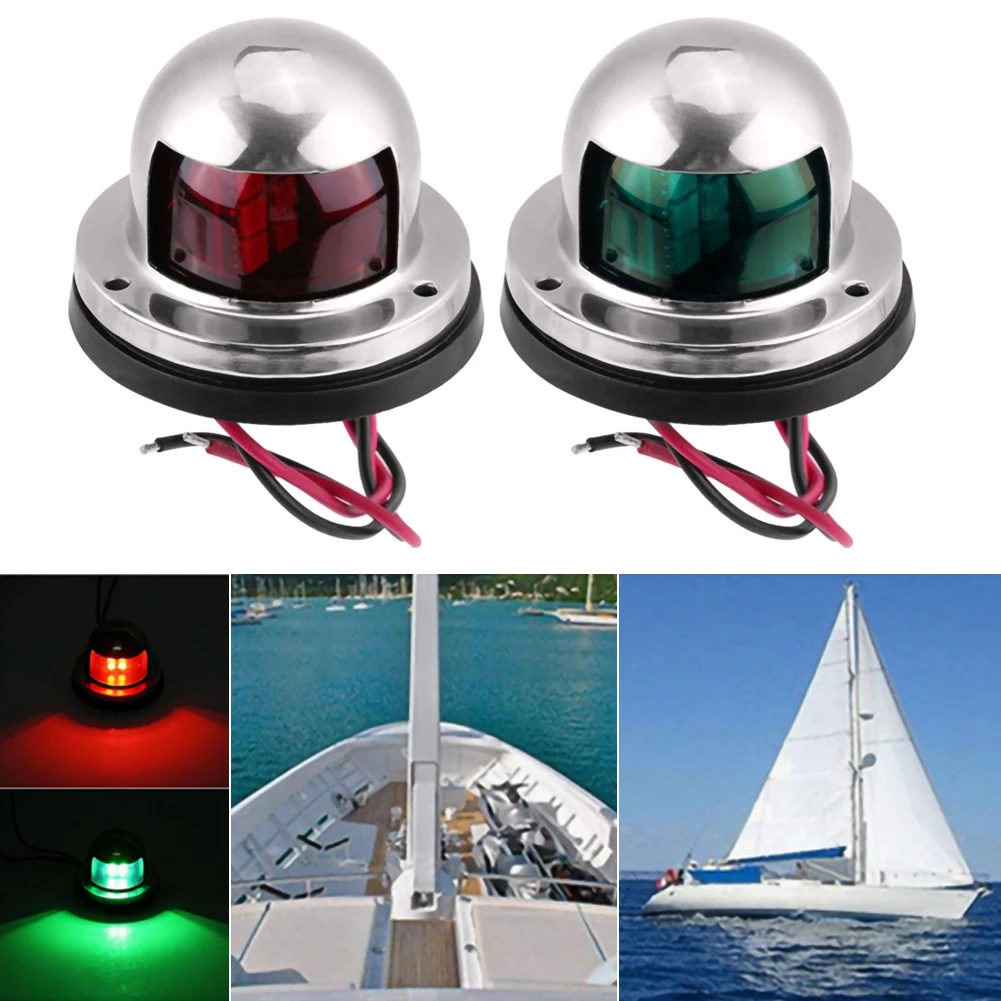 Stainless Steel+ABS Red Green Navigation Light Boat Marine Indicator Spot Light Marine Boat Accessories