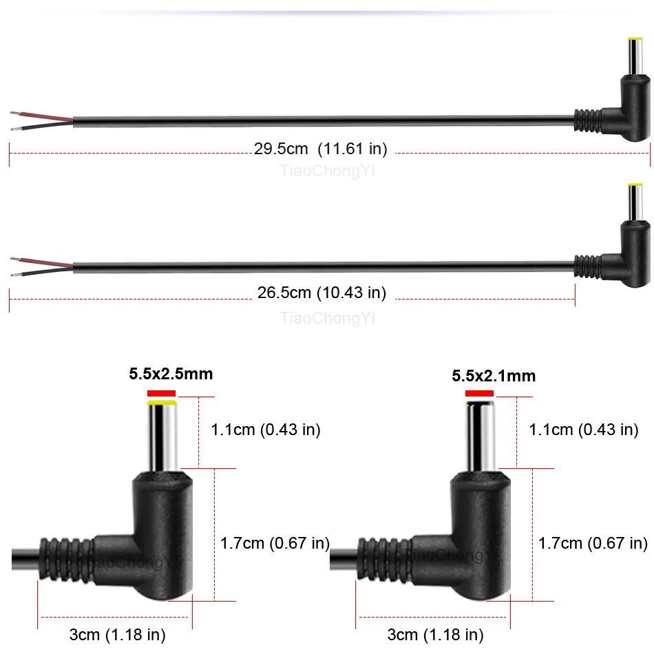 16AWG L-shaped DC Cable Connector 5.5X2.1mm Male Right Angle Cord Cable 5.5 x 2.5mm Power Plug 18AWG Connector Male Cable view 4