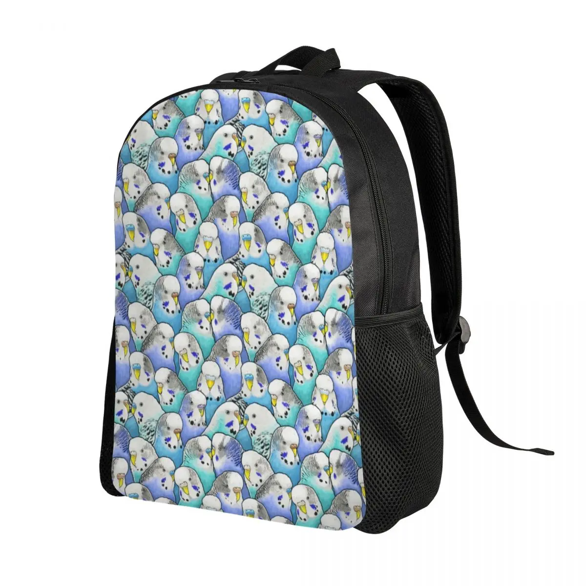 Customized Blue Budgies Parakeet Pattern Backpack Women Men Casual Bookbag for School College Bags