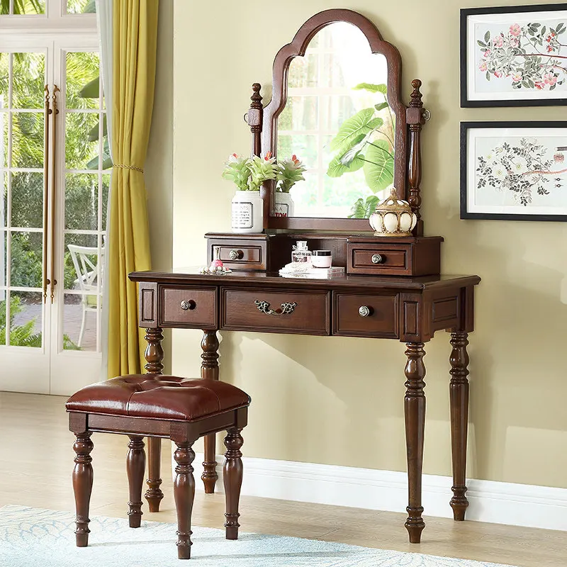 Luxury Mid Century Vanity Table Cabinet Mirror Makeup Chair Drawers Dressing Table Storage Cosmetics Vestidores Home Furniture