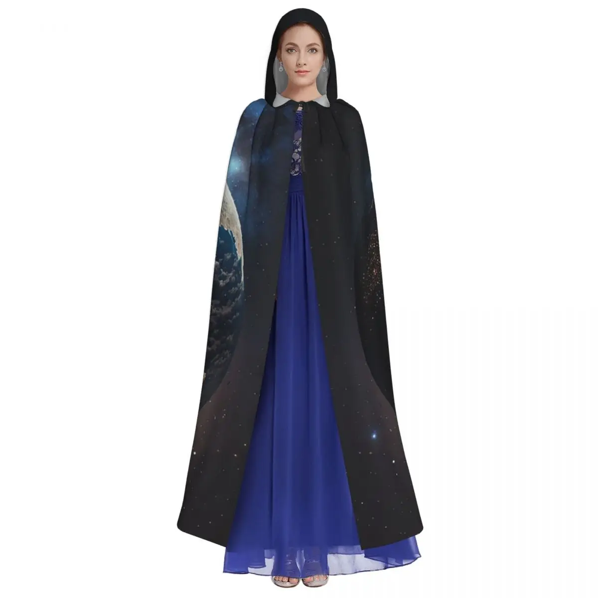 Planet Earth Long Hooded Cloak Witch Medieval Costume Cosplay Cape HalloweenVampire Adult Unisex