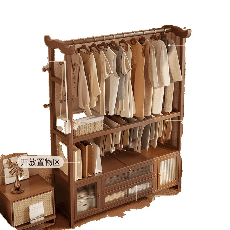 

Coat rack, hanger floor-to-ceiling bedroom household hanger, simple drying rack, indoor belt wheel