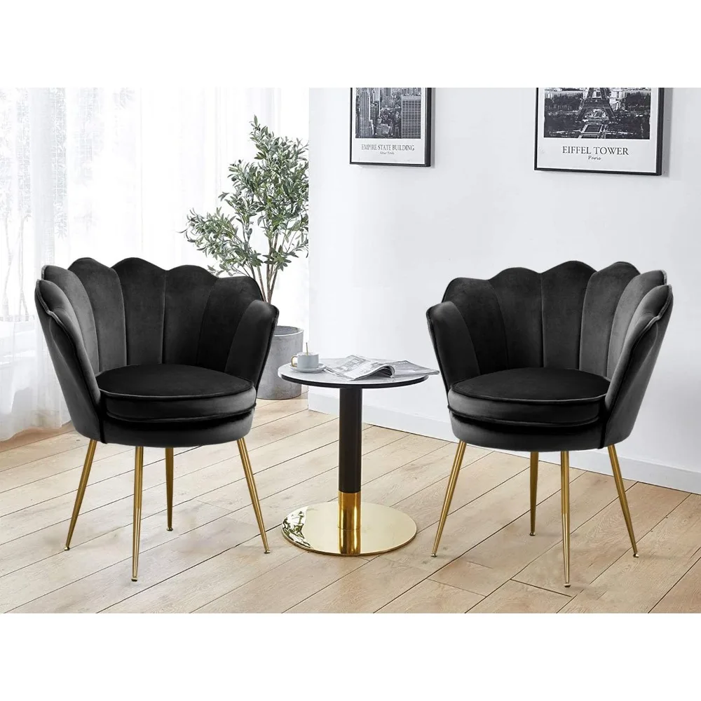 Роскошные бархатные стулья с акцентом, набор из 2 шт., золотые ножки, тафтинговый дизайн для гостиной, спальни, кухни, столовой, туалетного столика, платья