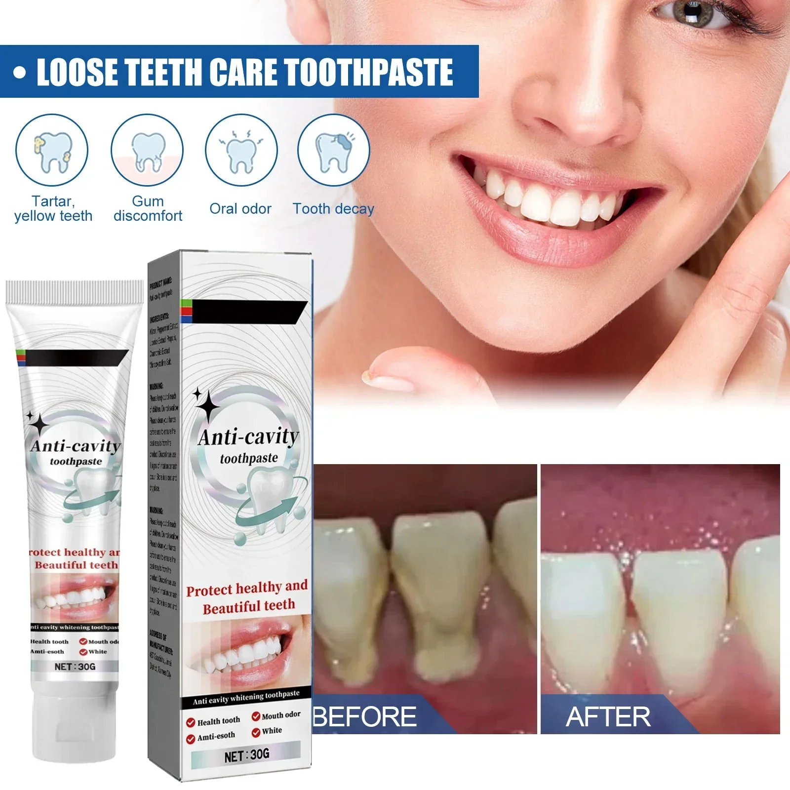 Dental cálculo removedor dentífrico, branqueamento, boca remoção de odor, mau hálito, prevenção da periodonmia, limpeza dental, novo