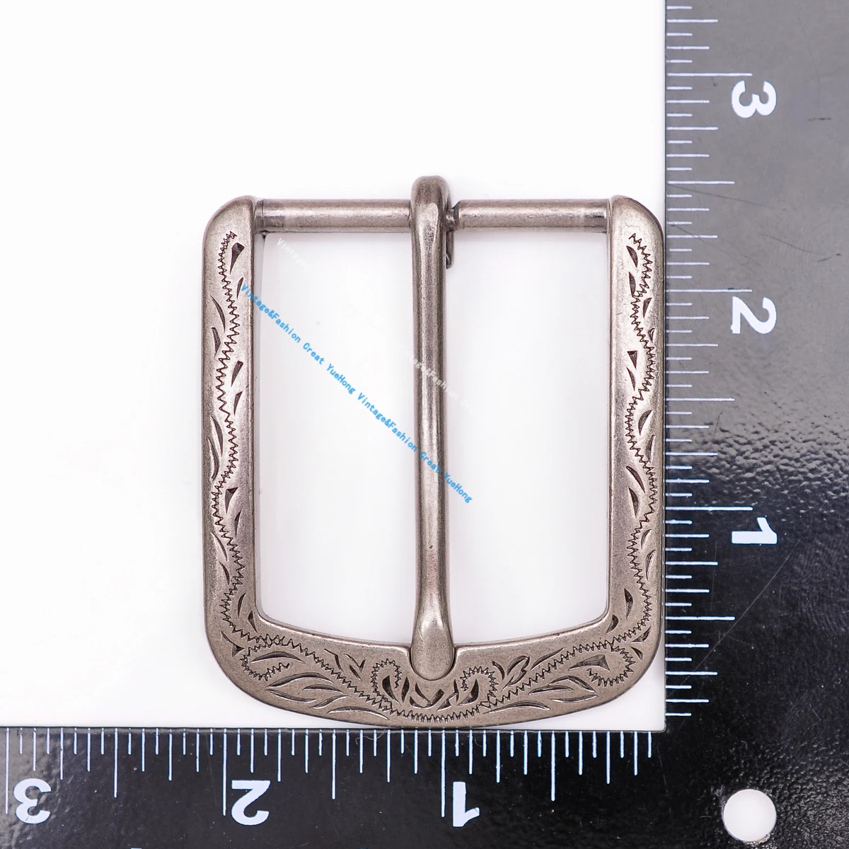 Flower Carved Antique Silver Prong Pin Buckle Men Leather Belt Replacement Buckle 62X53MM (INNER40MM)