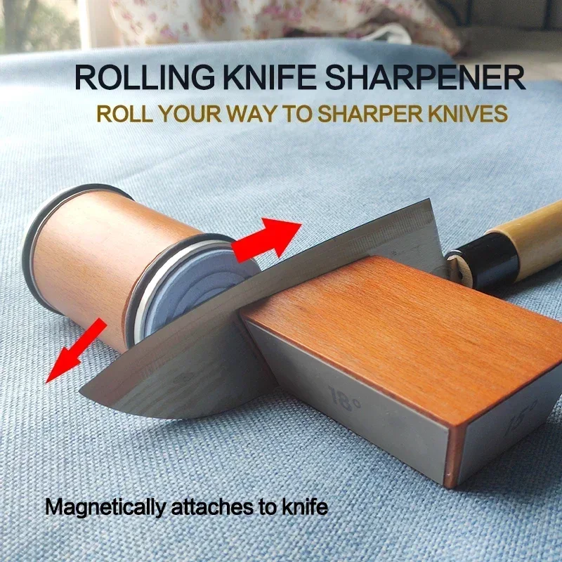 

Rolling Knife Sharpener Magnetic Knife Holder Diamond Sharpening Stone Kit with 15 and 22 Degrees Angle Roller Kitchen Accessory