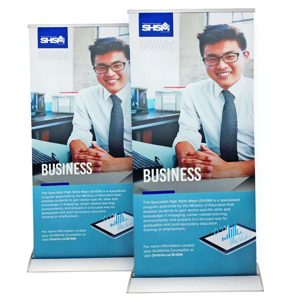 Wholesale Factory Supply 85*200cm Deluxe Retractable Banner Roll Up Banner Stand for Promotion and Advertising