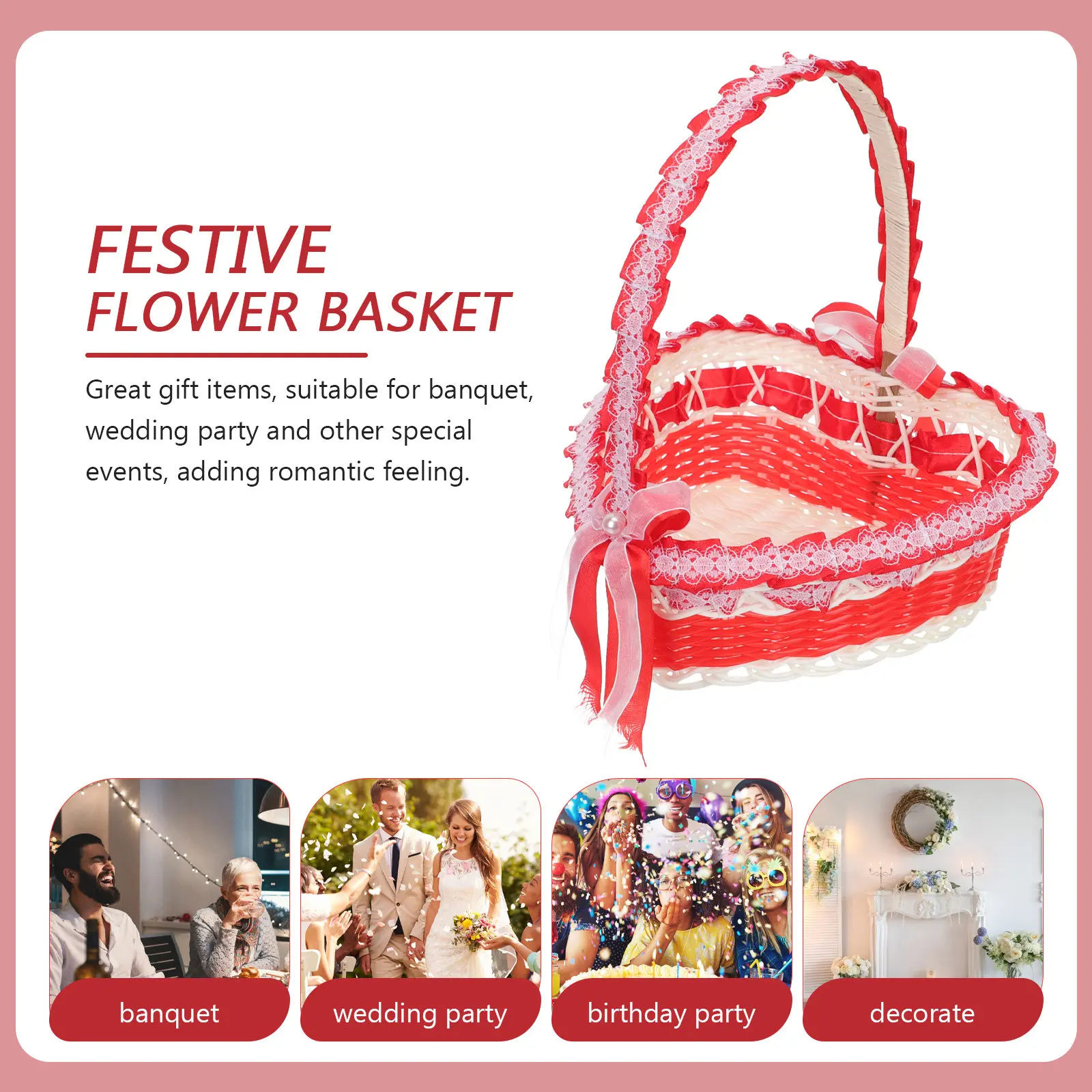 

Корзина для цветов в форме сердца для свадеб, романтическая корзина для цветов для девочки-цветочницы, деревенское свадебное украшение, сувениры, угощения