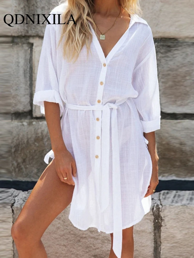 Long Sleeve Oversize Linen Shirt Women White Button Down Shirt Loose Casual Cotton Blouse Womens Tops and Blouses Shirts Blusas