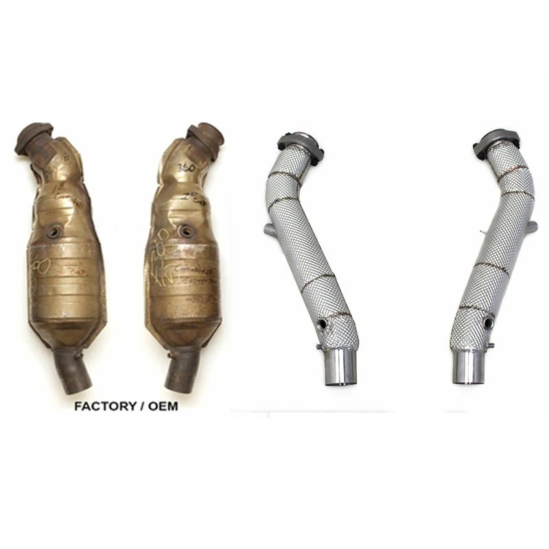 Race Free Flow Downpipe For Ferrari F360/360 Modena/Spider 3.6L 2003-2005 Stainless Steel Heat Shield Exhaust Pipe