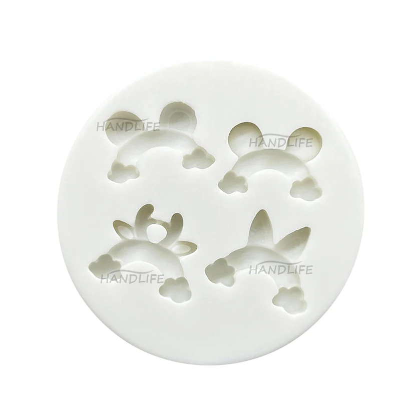 Cartoon Bunny Cat Bear Deer Ears Silicone Sugarcraft Mold Resin Tools Cupcake Baking Mould Fondant Cake Decorating Tools