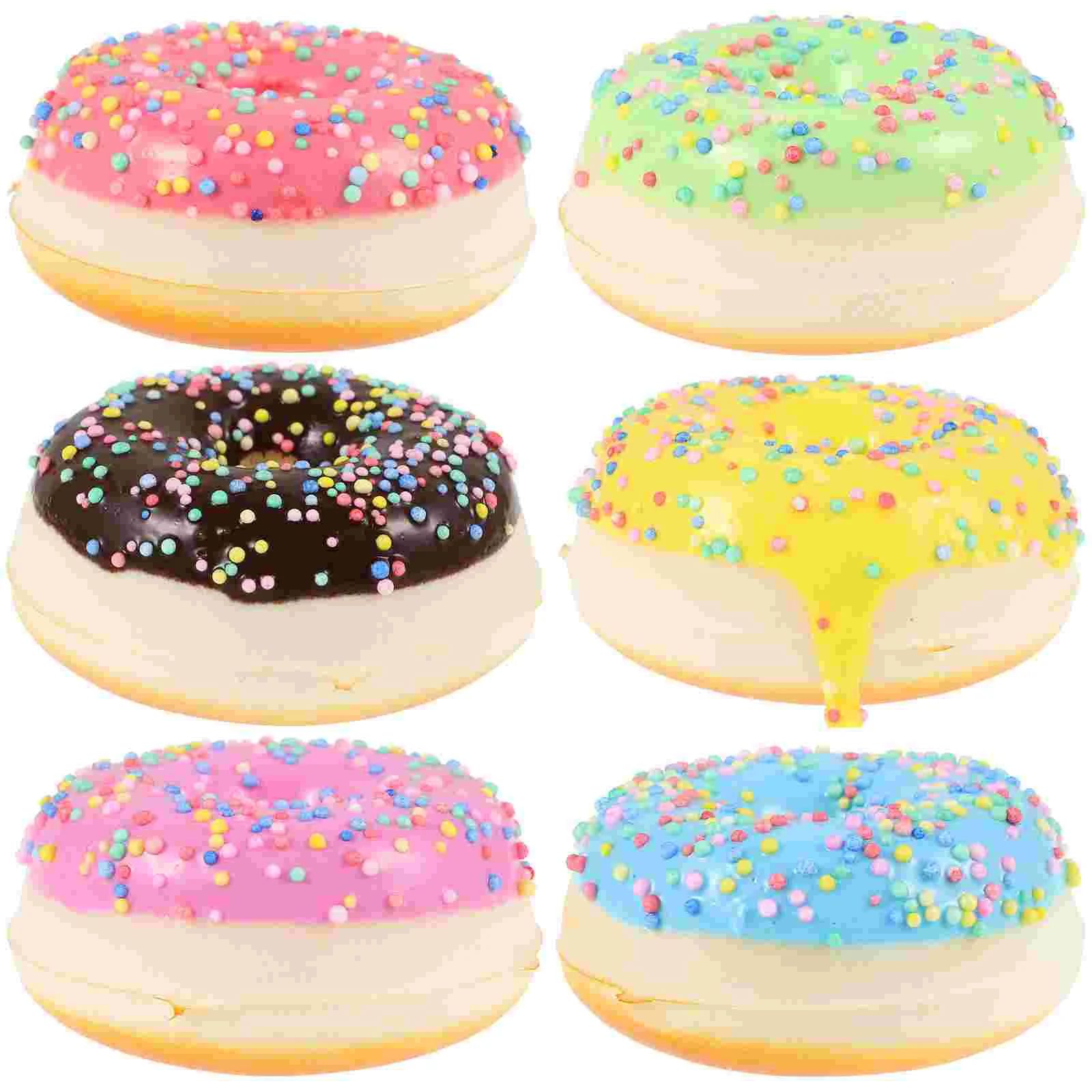 6 Pcs Artificial Doughnut Models Faux Donuts Colored Buoy Office Fridge Magnets