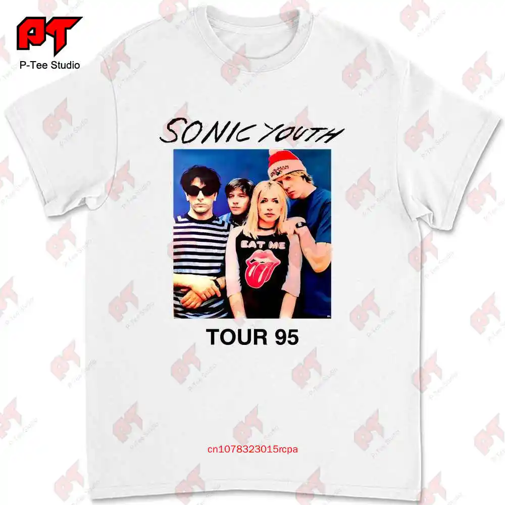 Rare Vintage 90S Sonic Youth Band Tour 1995 T Shirt White Front Side XPZV