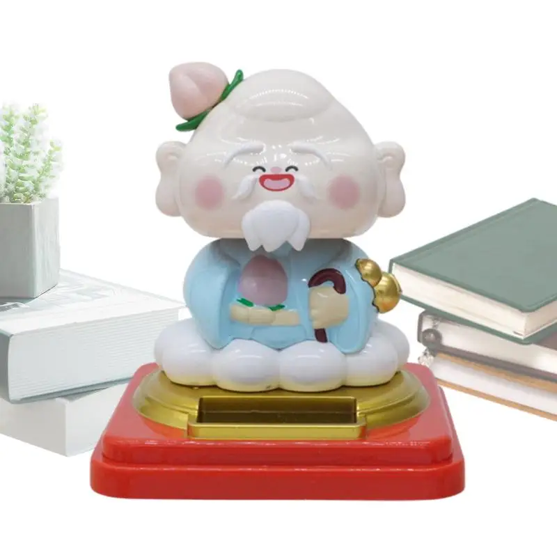 

Car Dashboard Ornaments Solar Chinese Decor For Desktop Stylish Chinese Lucky Birthday God Model Solar Powered Shaking Ornament