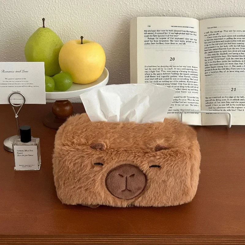 Cute Capybara Tissue Box Creative Plush Animal Storage Box Home Desktop Storage Car Tissue Boxes Table Decor Wholesales 2025 New