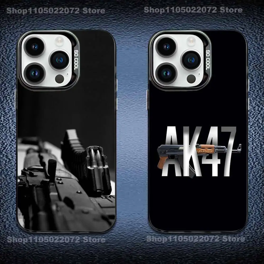 

Ak-47 King of Guns Phone Case For iPhone 16,15,14,13,12,11,Mini,Pro,E,MAX Black Candy Matte Shockproof Cover