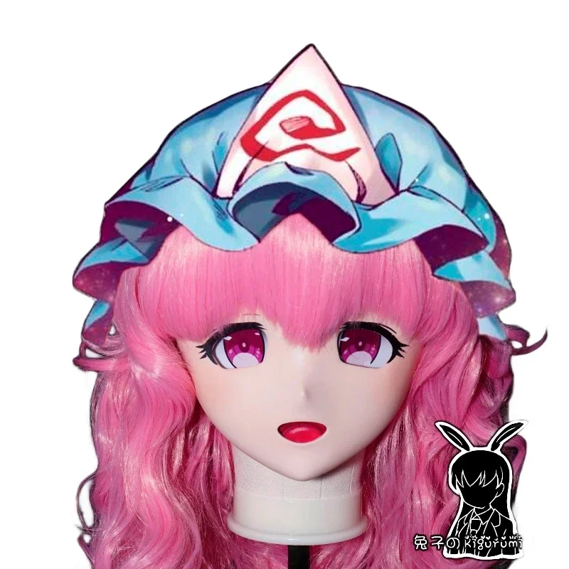 (B47) Customized Full Head Mask Comic Coser Crossdressing Silicone Anime Touhou Project Saigyouji Yuyuko Kigurumi Mask Cosplay