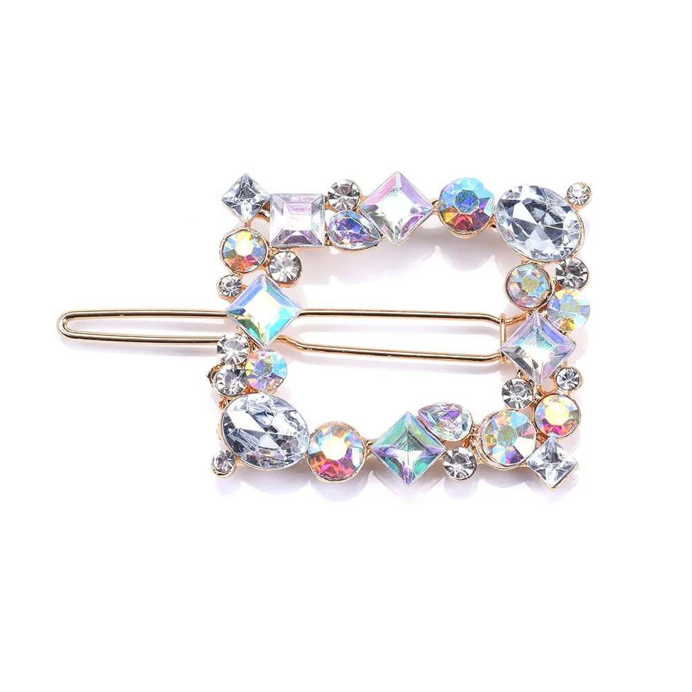 3 PCS Set Chic Barrettes Hairclip Jewelry Accessories 2024 Trendy Geometric Multicolor Crystal Rhinestone Hair Clip for Women