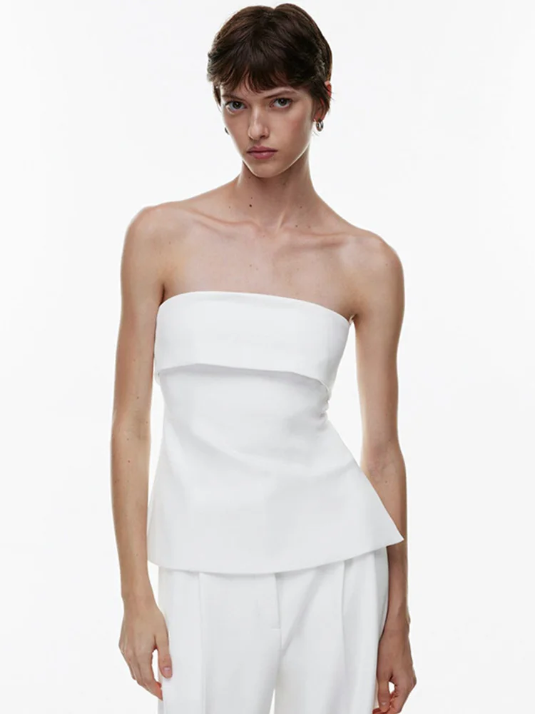 

Новинка лета 2025 года, однотонный повседневный жилет без бретелек с открытой спиной и разрезом, топ