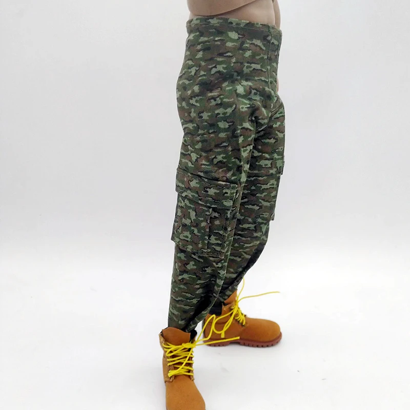 Pantalones de camuflaje de soldado masculino a escala 1/6, modelo de pantalones verdes para 12 pulgadas, juguetes de figuras de acción