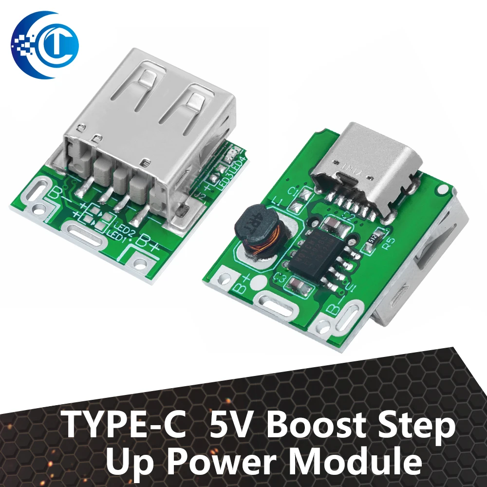 5PCS TYPE-C  5V Boost Step Up Power Module Lithium LiPo Battery Charge Protection Board LED Display USB for DIY Charger 134N3P