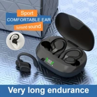 Véritables écouteurs sans fil, écouteurs Tws avec microphone, écouteurs à clip d'oreille de sport, écouteurs intra-auriculaires stéréo avec affichage LED 2