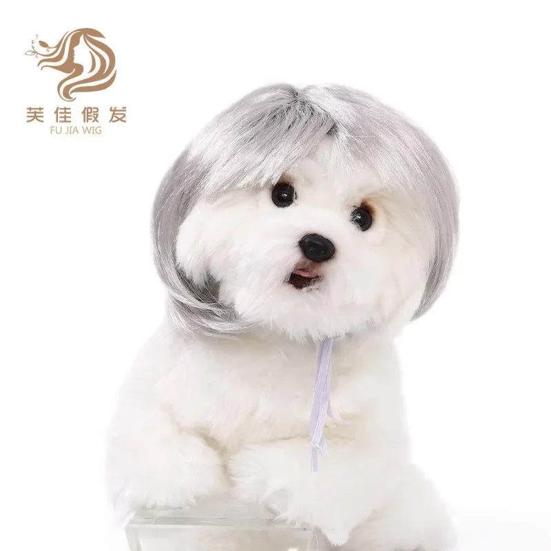 Creative Cat Dog Pet Wig Cosplay Bobo Head Thin Light Smooth Elegant Funny Amusing Pet Decorations Cute Headgear Pet Supplies