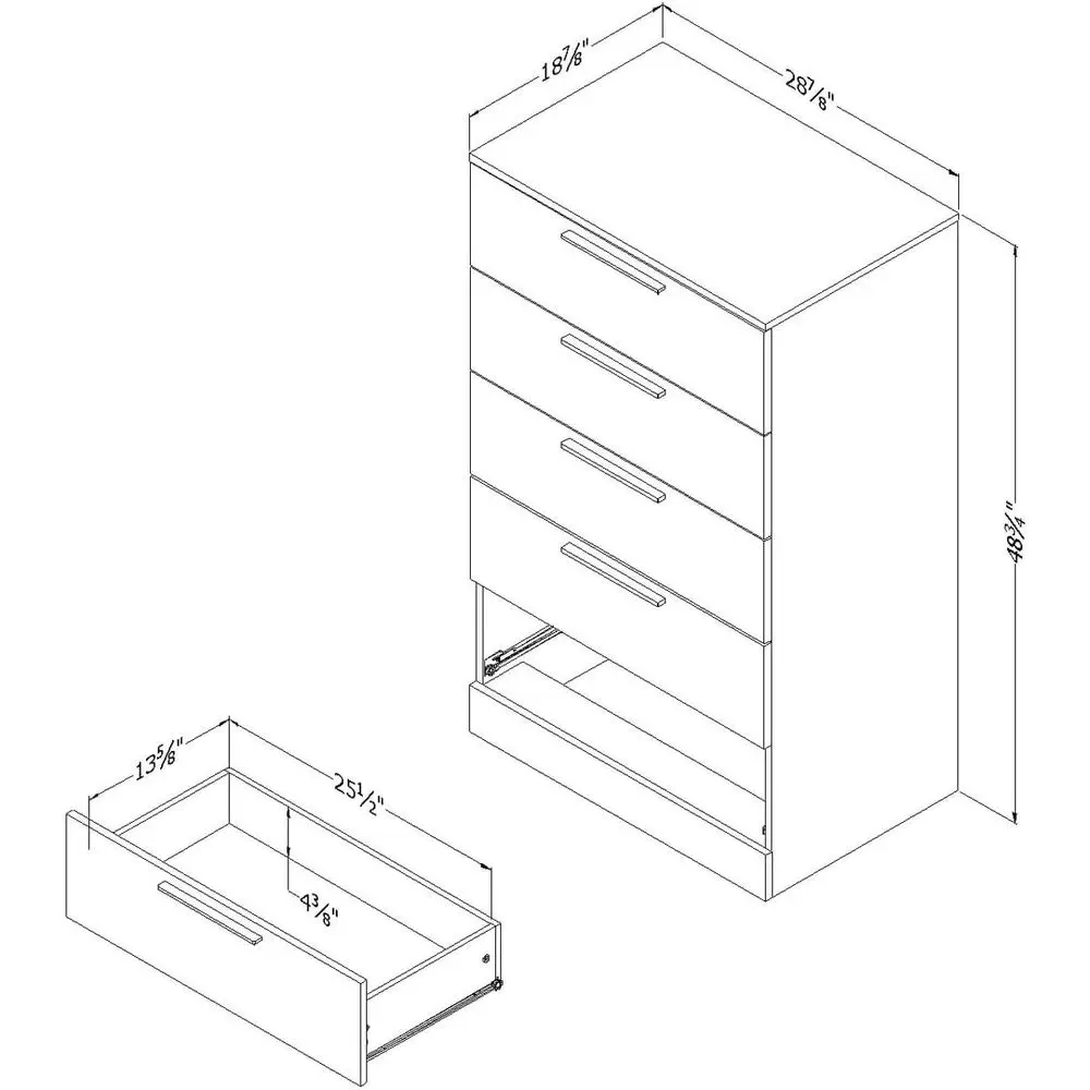겨울 오크 마감의 필수 5단 서랍장