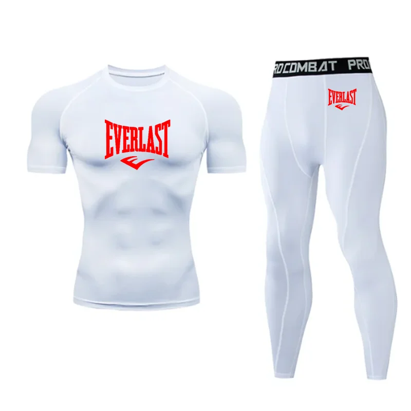 EVERLAST-Sportswear De Compressão Impressa Para Homens, Ginásio De Fitness, Vestuário De Treinamento Apertado, Corrida De Esportes, Roupas De Corrida