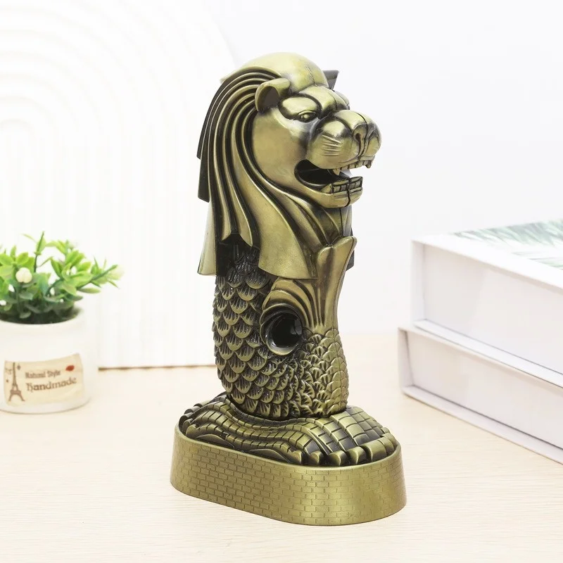 

New hot Merlion model metal crafts decoration Singapore tourist souvenirs World landmark building model office decoration