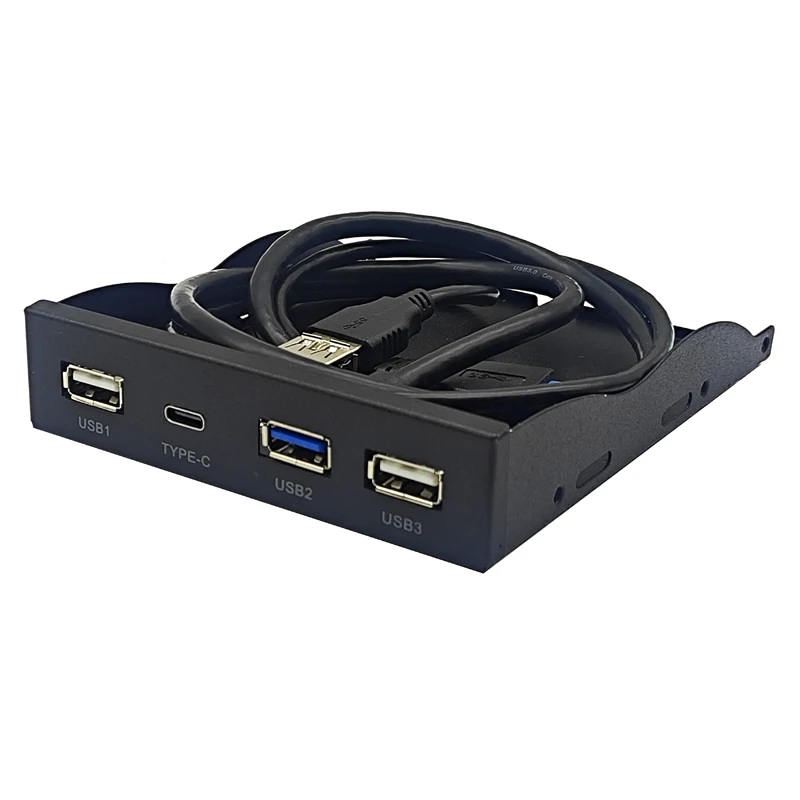 USB Front Panel for PC 1 Port USB3.0 + 2 Port USB2.0 + 1 Port TYPE-C 5Gbps Hub Adapter Support Desktop 3.5 Inch Floppy Drive Bay