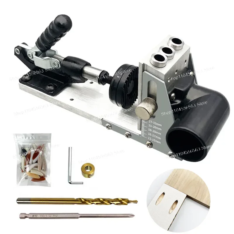 Pocket Hole Jig Kit with 15-Degree Angle Guide & Built-In Dust Collection for Strong Woodworking Joints