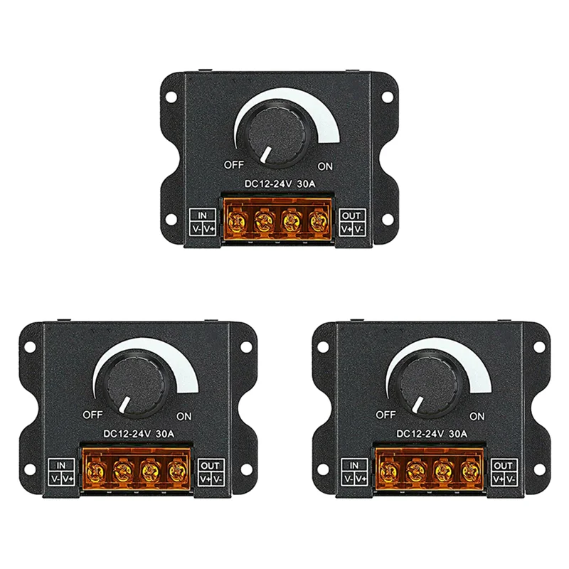 A98E-3X LED Light Adjuster DC 12-24V 30A/No Strobe With Knob Switch LED Light Bar Brightness Adjuster Dimmer