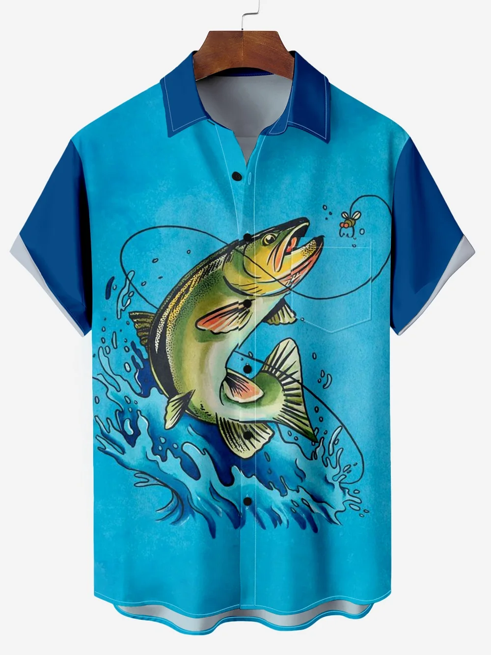 

Men's Hawaiian Beach Button Shirt Short Sleeve 3D Animal Shark Print Casual Lapel Retro Hiphop Fashion Collar Clothing