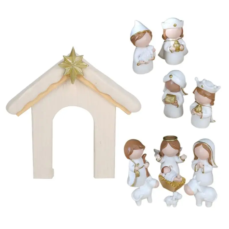 E8BD Christmas Nativity Figurines,Table Ornament Religious Christmas Decorations