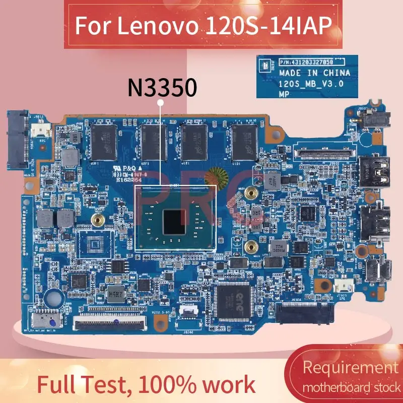 For LENOVO 120S-14IAP N3350 Laptop Motherboard 431203327050 120S_MB_V3.0 SR2Z7 Notebook Mainboard