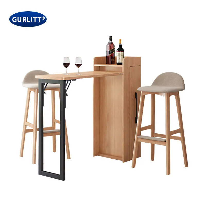 Flip-down folding table, hidden bar counter, cabinet, support shelf, bookcase, wine cabinet
