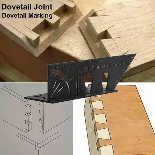 Aluminum Alloy Woodworking Square Size Measure Ruler 3D Mitre Angle Measuring Template Tool  Carpenter Layout Ruler Gauge