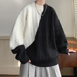 Chaopai Gradual Change Fried Dough Twists Long Sleeve Sweater Male Ruffian Handsome Premium Knit Versatile Top