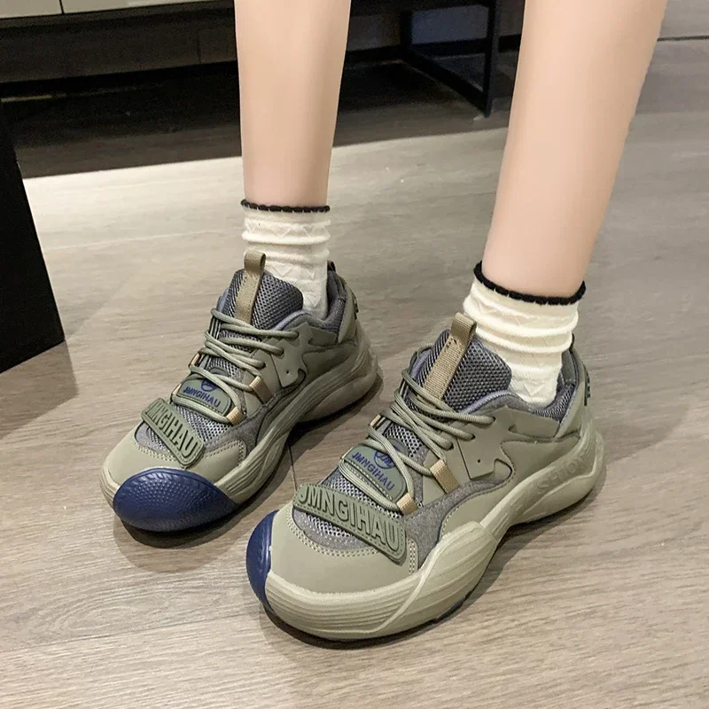 2024 Brand Women’s Thick Bottom Ugly Cute Walking Shoes Spring Autumn Breathable Mesh Sports Outdoor Jogging Sneakers Footwear