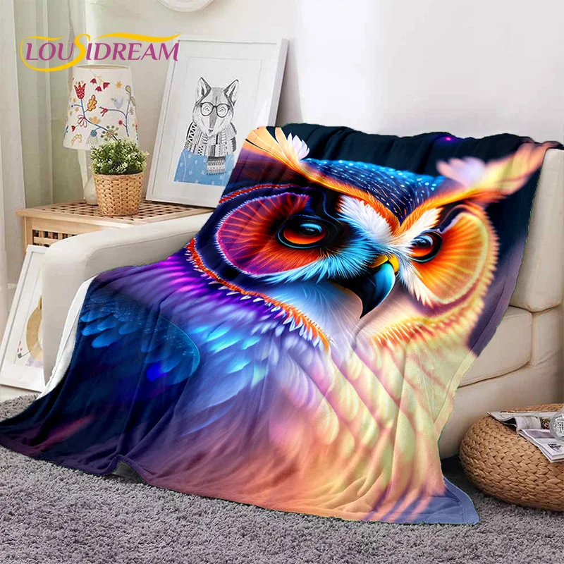 3D Cute Owl Eagle Birds Cartoon HD Soft Flannel Blankets,Throw Blanket Comfortable Blanket for Picnic Beds Home Bedroom Kid Gift