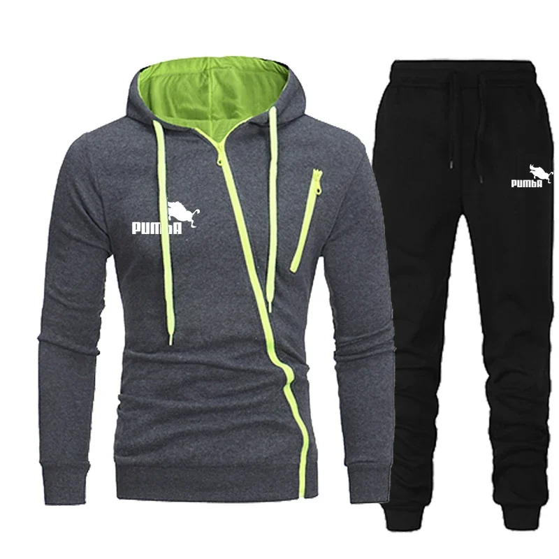 

2024 Mens Tracksuit Suit Printing Casual Zipper Hooded Sweatshirt Set Jogging Clothing Autumn Winter Street Popular Male Outfits