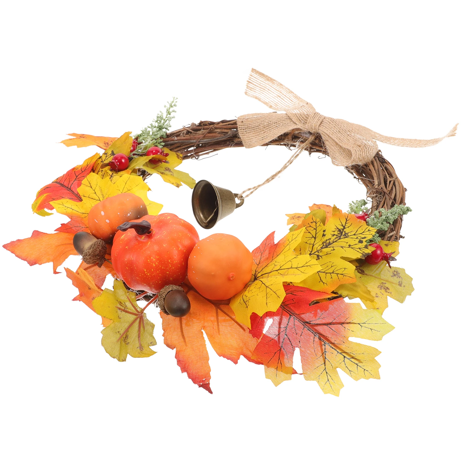 

Autumn Harvest Festival Wreath Thanksgiving Rattan Pendant Wall Hanging Decor Maple Leaf Holiday Home Festivity Photos