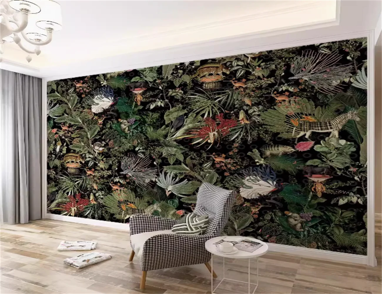 Custom size wallpaper Retro plant Banana leaf Tropical rainforest wallpaper American entrance Animal Restaurant 3d Wallpaper