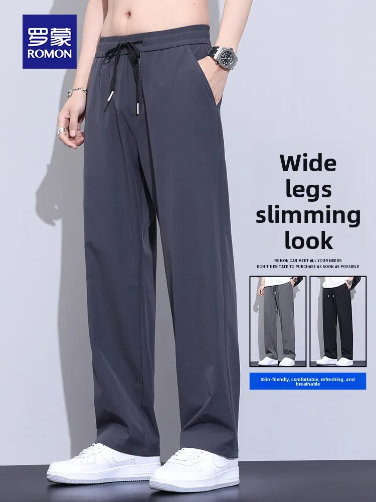 

Мужские летние тонкие быстросохнущие спортивные брюки Rn Ice Silk свободного прямого кроя, эластичные, повседневные, дышащие, комфортные