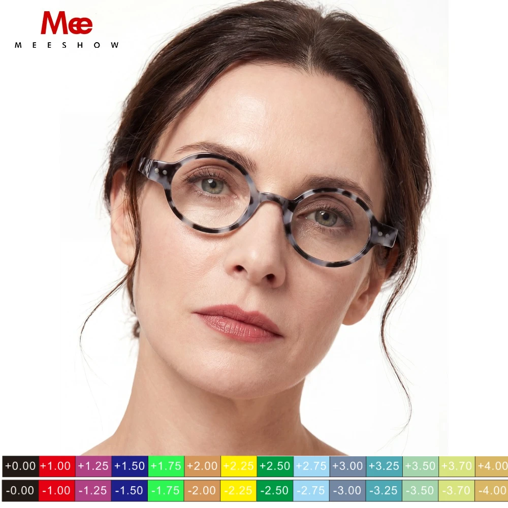 Meeshow Reading Glasses Myopia Women Eyeasses Clear Round Eye Glasses Man Stylish Prescrption Eyeglasses Photochromic Lens1730