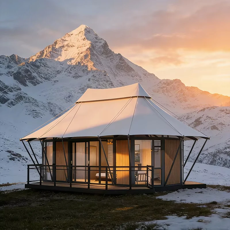 4‑Season Luxury Outdoor Picnic Camping Tent, Waterproof PVC Comfort Glamping Shelter for Hotel Campsite Accommodation
