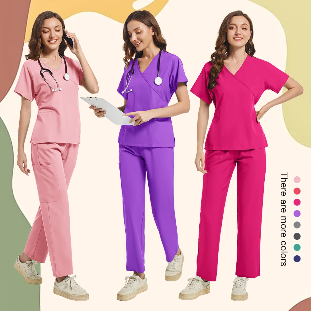 

Fashion Women Workwear Scrub Tops+pant Medical Uniform Surgery Scrubs Shirt Short Sleeve Pet Shop Doctor Nurse Nursing Uniform