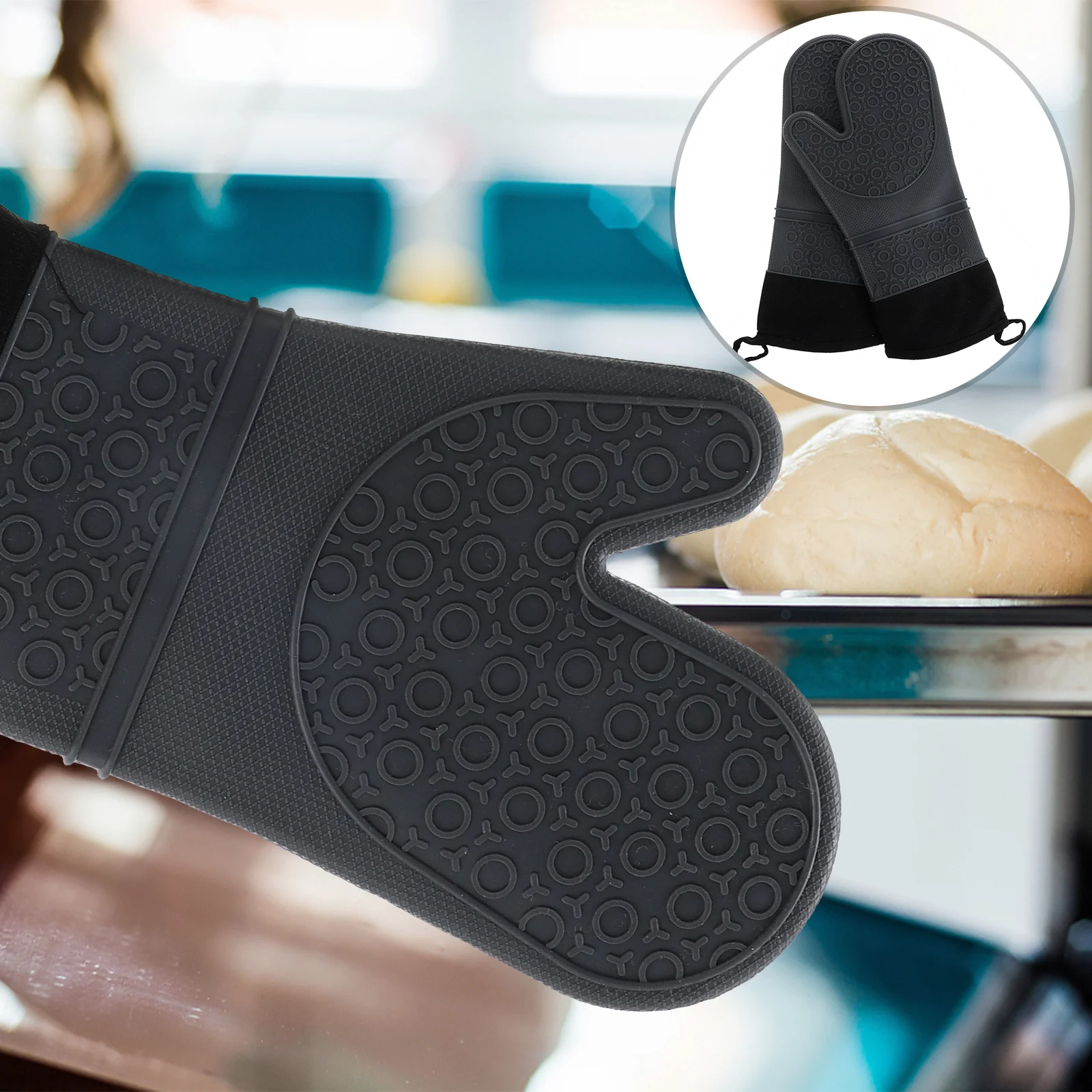 

2Pcs Premium Silicone Oven Gloves Non-Slip Heat Resistant Bbq Grilling Mitts for Hot Pans Dishes Oven Gloves Non-Slip Potholder